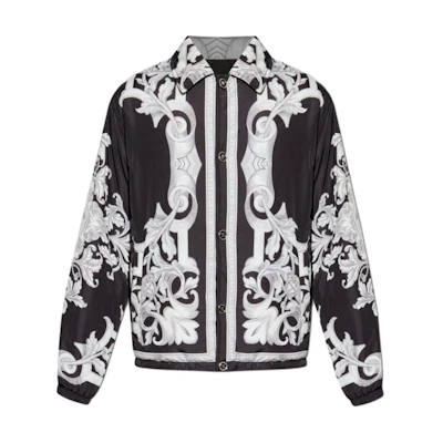 VERSACE Reversible Patterned Print Long Sleeve Jacket - Black 1020757-1A15060-5B950