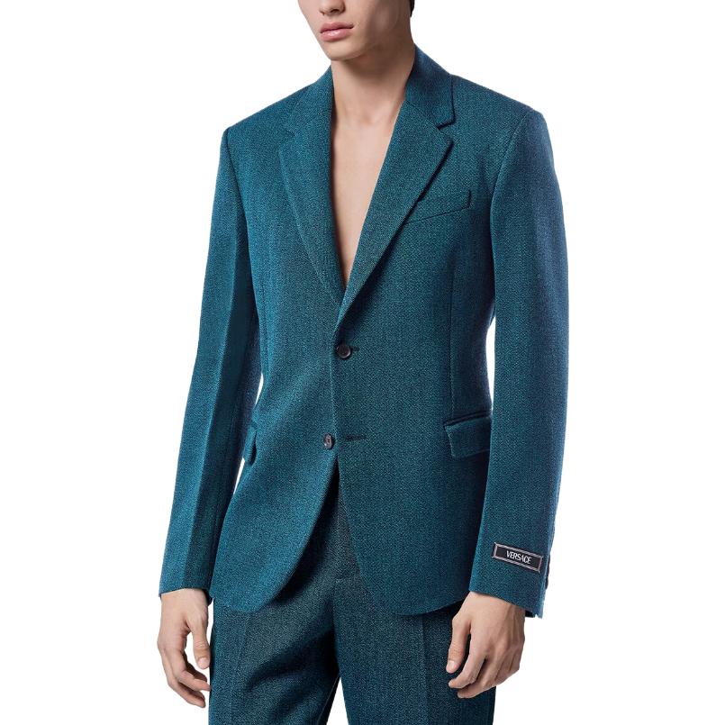 Shop 베르사체 싱글브레스티드 그린 블레이저 1010974-1A08899-2BI20