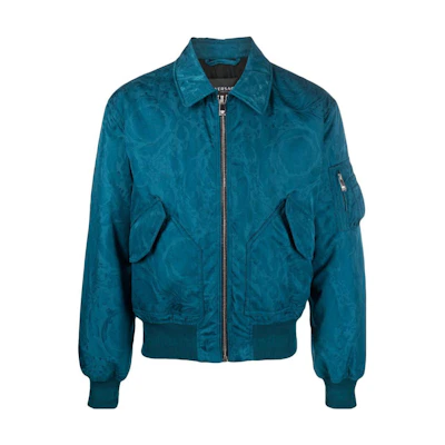 VERSACE Slim Fit Blue Zip-Up Collared Jacket 1010973-1A07962-1UF90