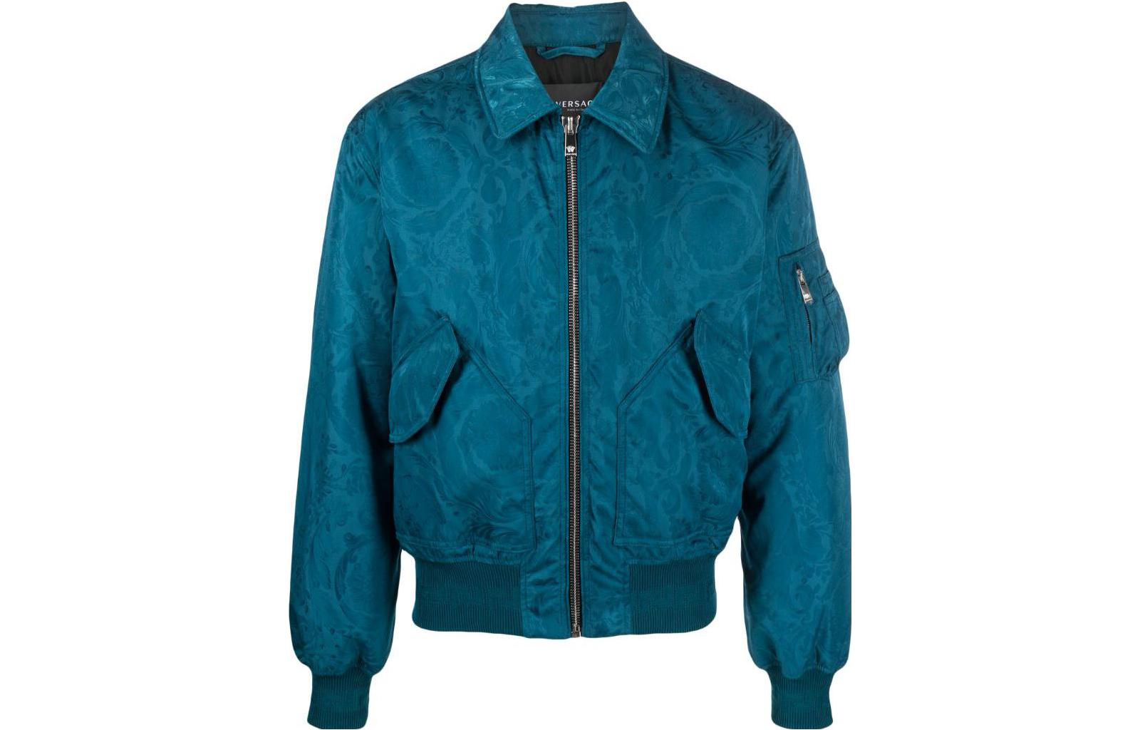 VERSACE  Slim Fit Blue Zip-Up Collared Jacket 1010973-1A07962-1UF90 圖 2