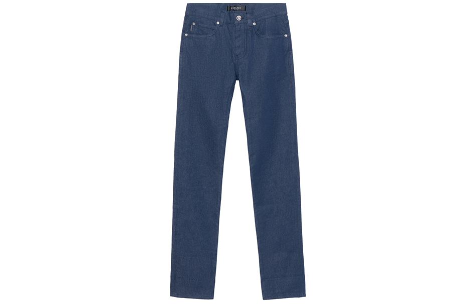 VERSACE  Slim Fit Greek Key Jeans Blue A86056-1F00656-1D100