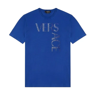 VERSACE Slim Fit Logo Letter T-Shirt Blue 1001293-1A00928-1U600