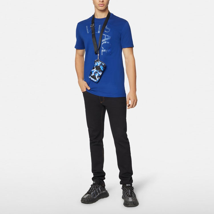 VERSACE  Slim Fit Logo Letter T-Shirt Blue 1001293-1A00928-1U600 圖 3