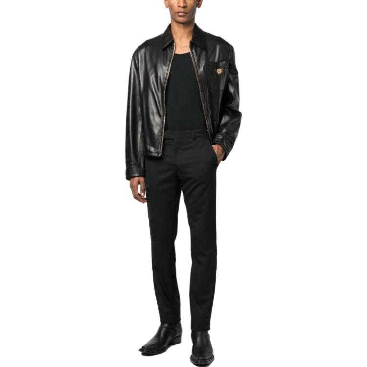 Lookbook VERSACE  Slim Fit Mid-Rise Black Suit Trousers with Zipper Closure. 1011439-1A07454-1B000