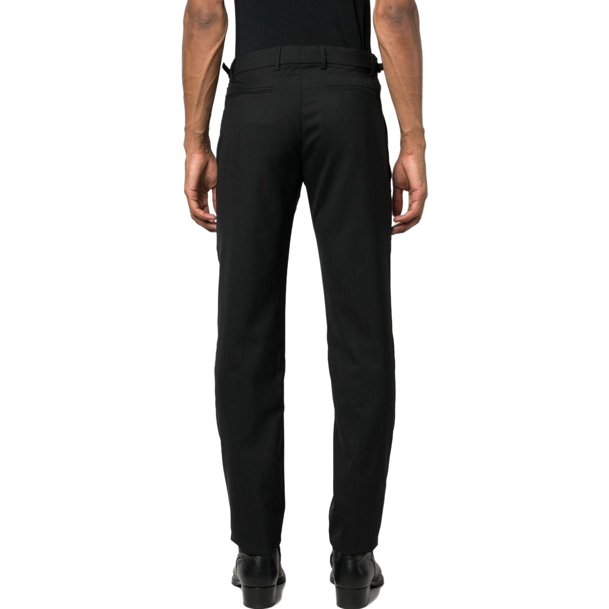 Shop VERSACE  Slim Fit Mid-Rise Black Suit Trousers with Zipper Closure. 1011439-1A07454-1B000