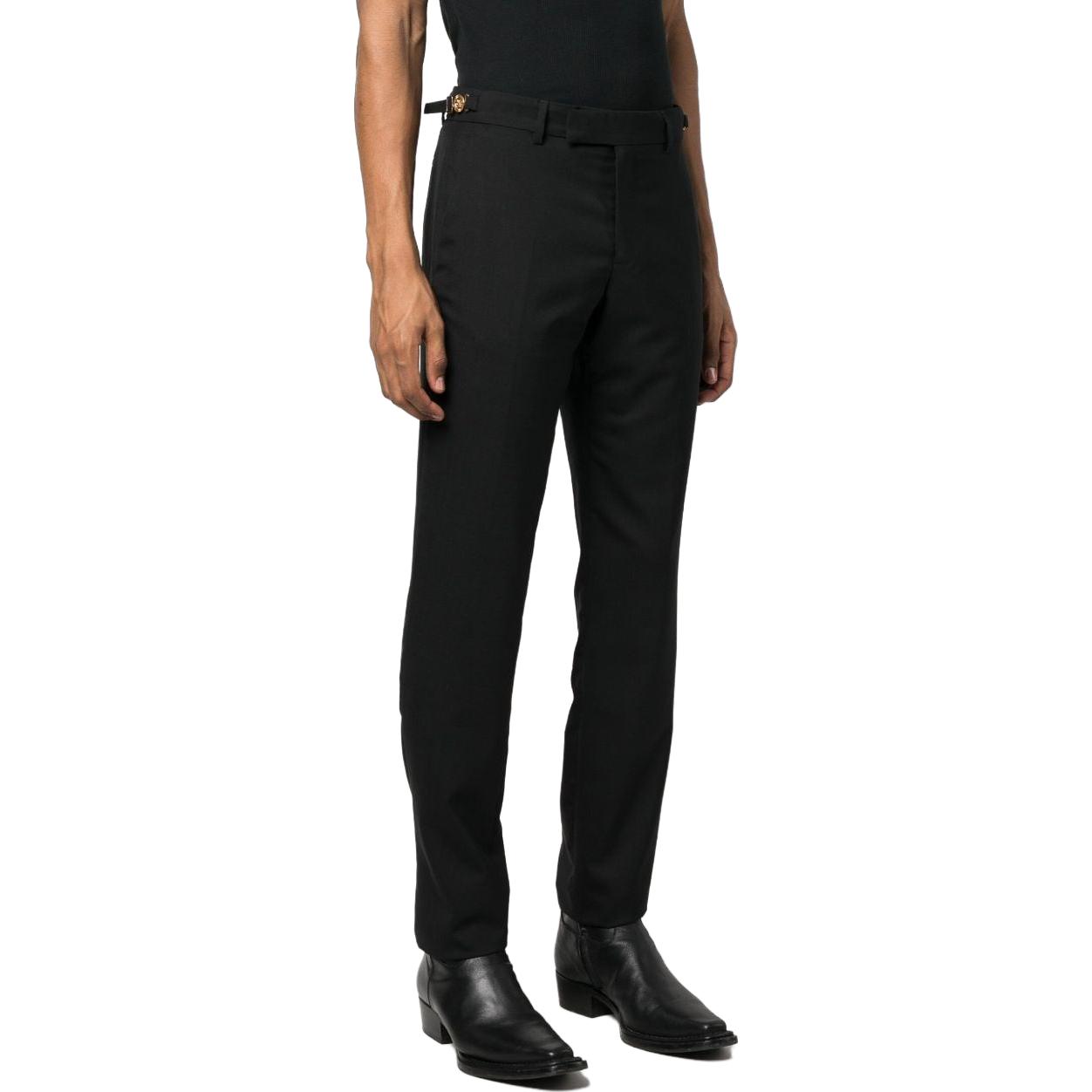 Purchase VERSACE  Slim Fit Mid-Rise Black Suit Trousers with Zipper Closure. 1011439-1A07454-1B000