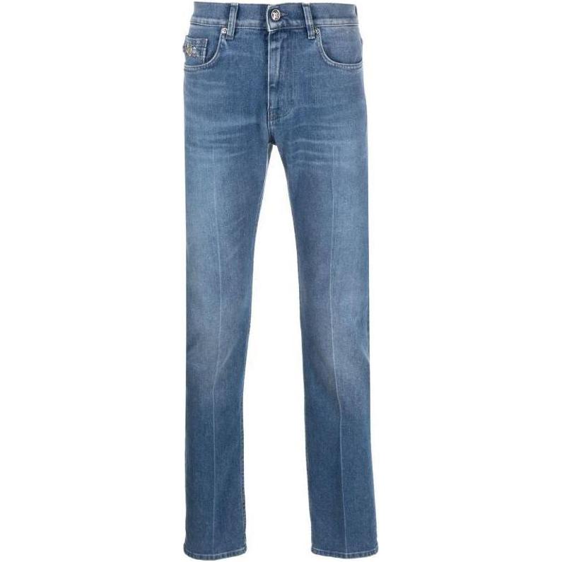 Buy VERSACE Jeans Slim Fit Azul Marino con Lavado Claro y Detalle en Bolsillo 1011693-1A08895-1D520