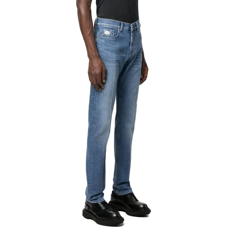 Purchase VERSACE Jeans Slim Fit Azul Marino con Lavado Claro y Detalle en Bolsillo 1011693-1A08895-1D520