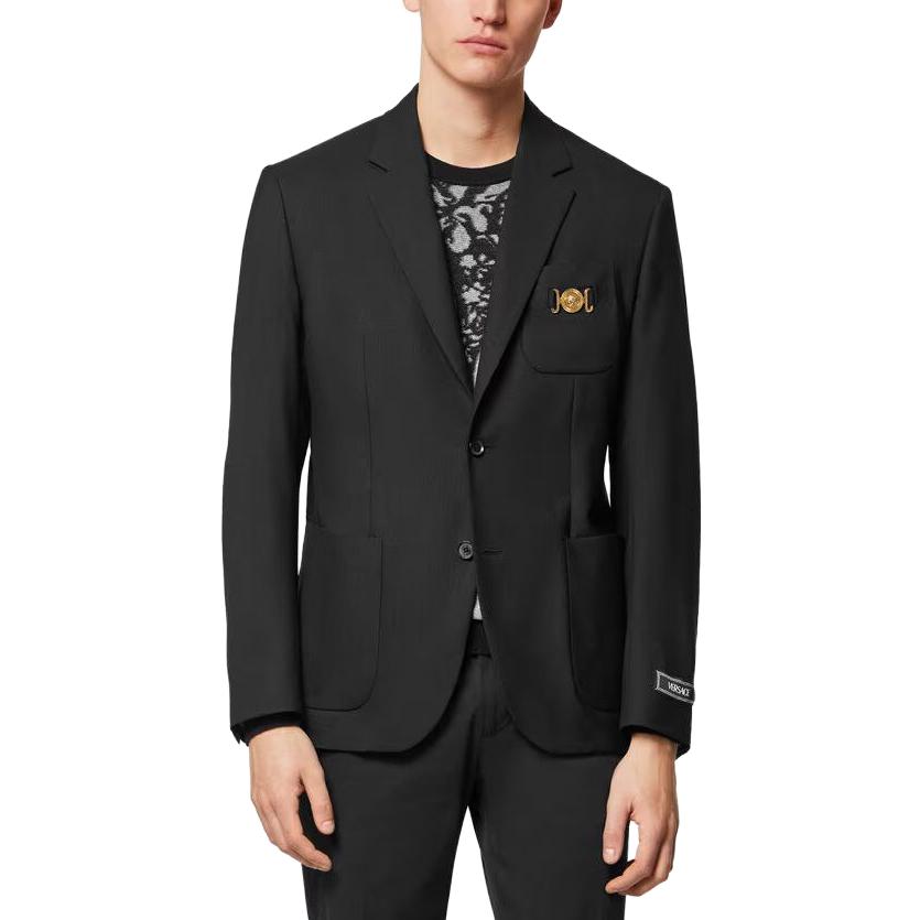 Shop VERSACE Americana Ajustada de Manga Larga con Botones - Negro 10106021A074541B000