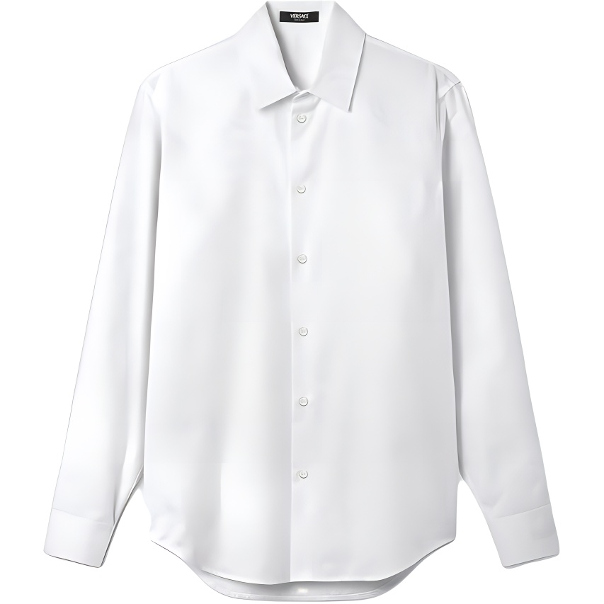 Versace  Slim Fit Solid White Long Sleeve Shirt 1013348-1A08883-1W000