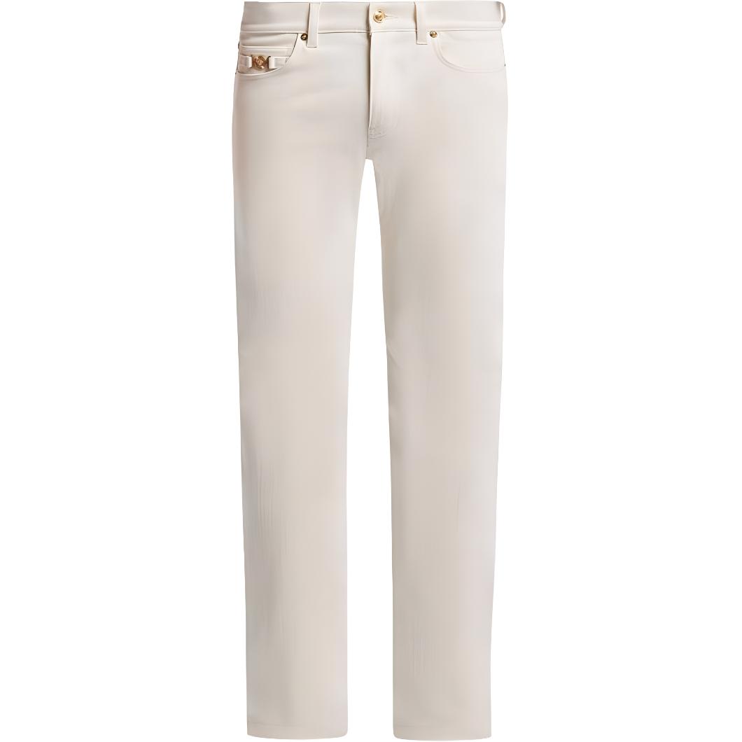 VERSACE  Slim Straight Beige Jeans with Studded Button Details 1011693-1A03458