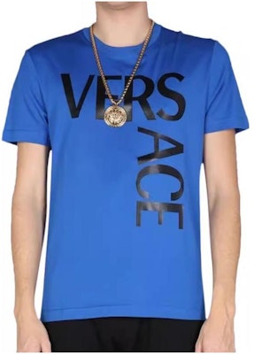 VERSACE 藍色純棉圓領T恤附品牌設計標誌 10012881-A009221-U820 Order VERSACE 藍色純棉圓領T恤附品牌設計標誌 10012881-A009221-U820