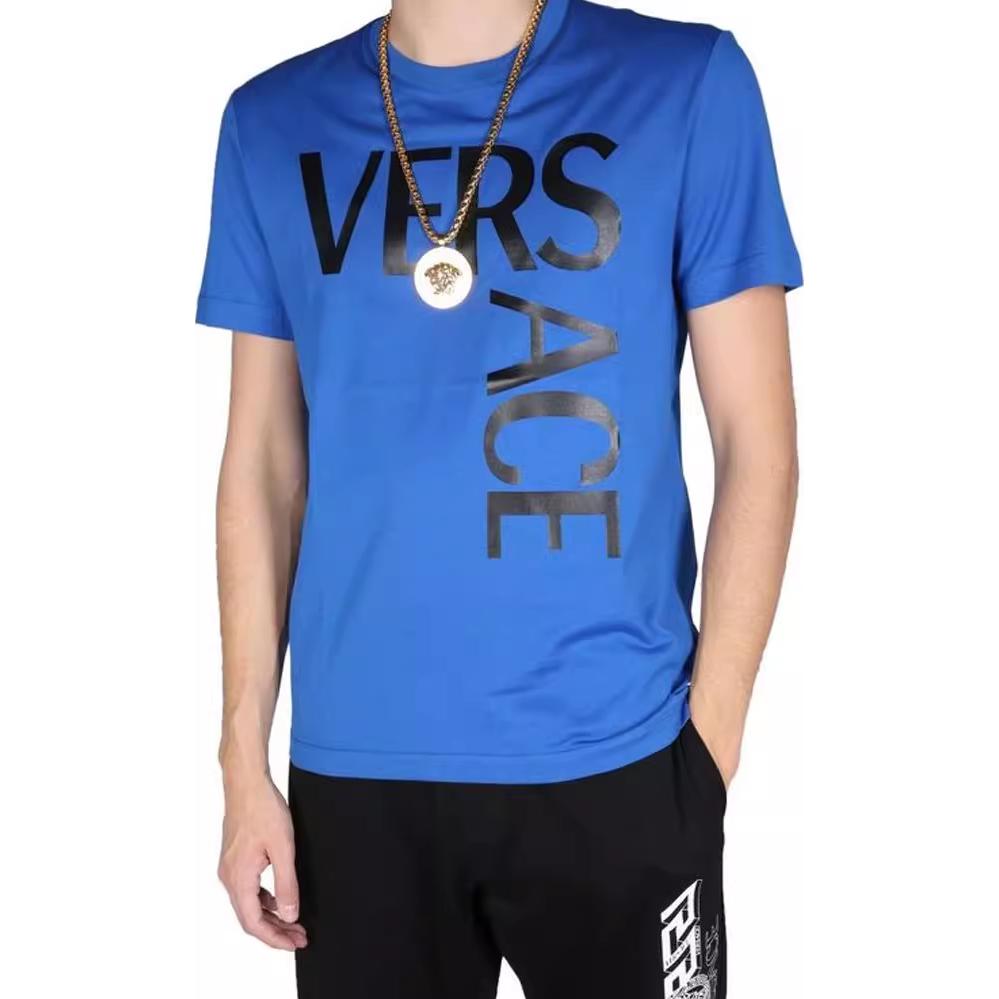 Lookbook VERSACE 藍色純棉圓領T恤附品牌設計標誌 10012881-A009221-U820