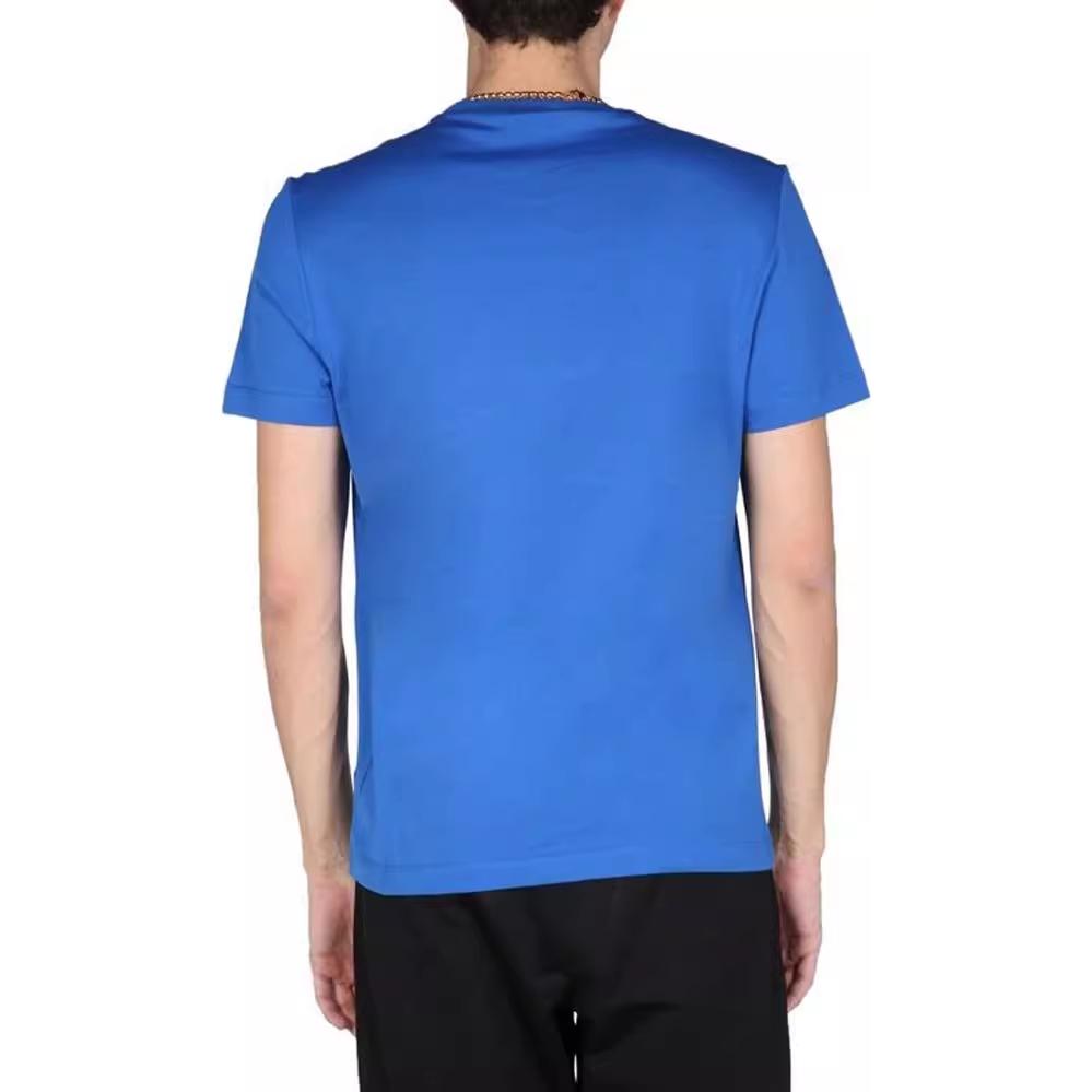 Shop VERSACE 藍色純棉圓領T恤附品牌設計標誌 10012881-A009221-U820