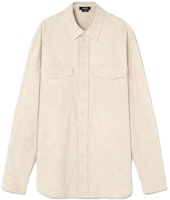 VERSACE Solid Color Long Sleeve Button-Up Shirt Off-White 1008608-1A07717-2D850 VERSACE Solid Color Long Sleeve Button-Up Shirt Off-White 1008608-1A07717-2D850