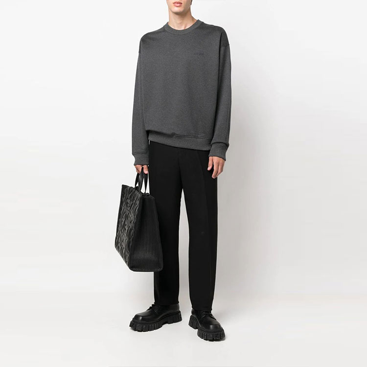VERSACE  Solid Color Minimalist Crewneck Sweater Grey 1006491-1A04502-1E210 圖 3