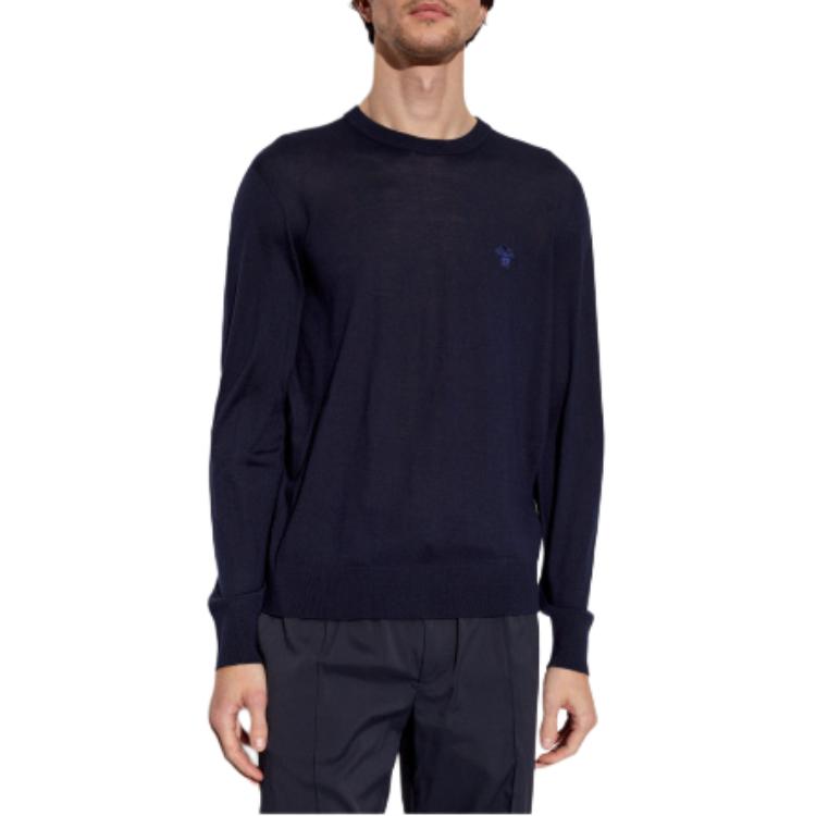 Lookbook ヴェルサーチ スリムフィット クルーネック 長袖セーター ネイビーブルー 1010534-1A07614-1UF80