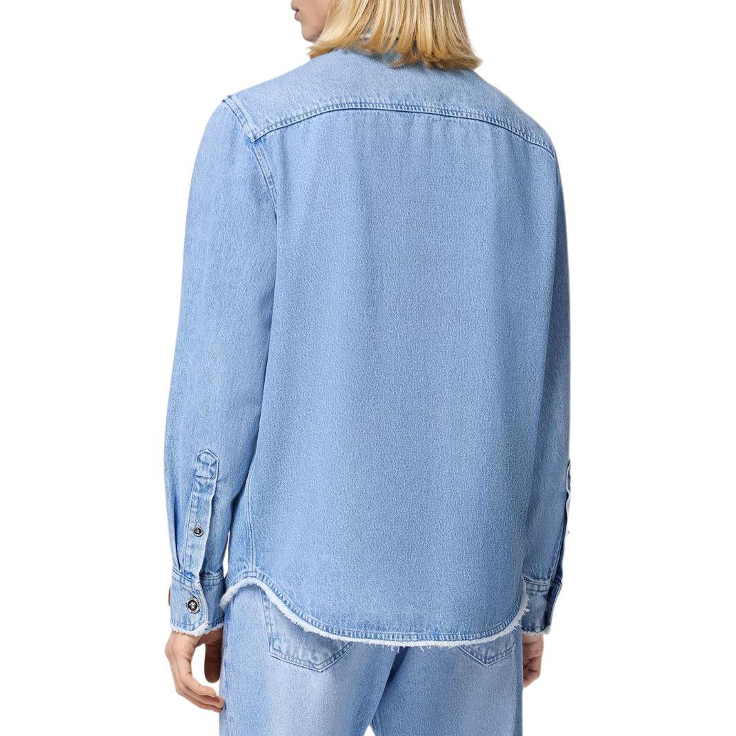 Purchase VERSACE 固體標誌補丁丹寧長袖襯衫 淺藍色 SS24 1016108-1A11281-1D380