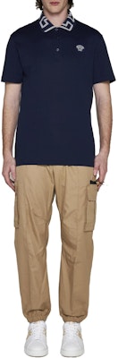 VERSACE Solid Navy Blue Slim Fit Polo Shirt Short Sleeve Pullover A87402-1A01552-1UI20 Purchase VERSACE Solid Navy Blue Slim Fit Polo Shirt Short Sleeve Pullover A87402-1A01552-1UI20