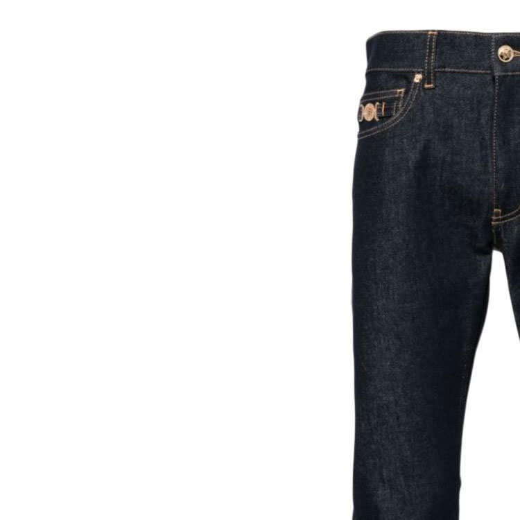 VERSACE  Solid Straight Zipper Jeans - Dark Blue 1011693-1A11927-1D100 圖 5