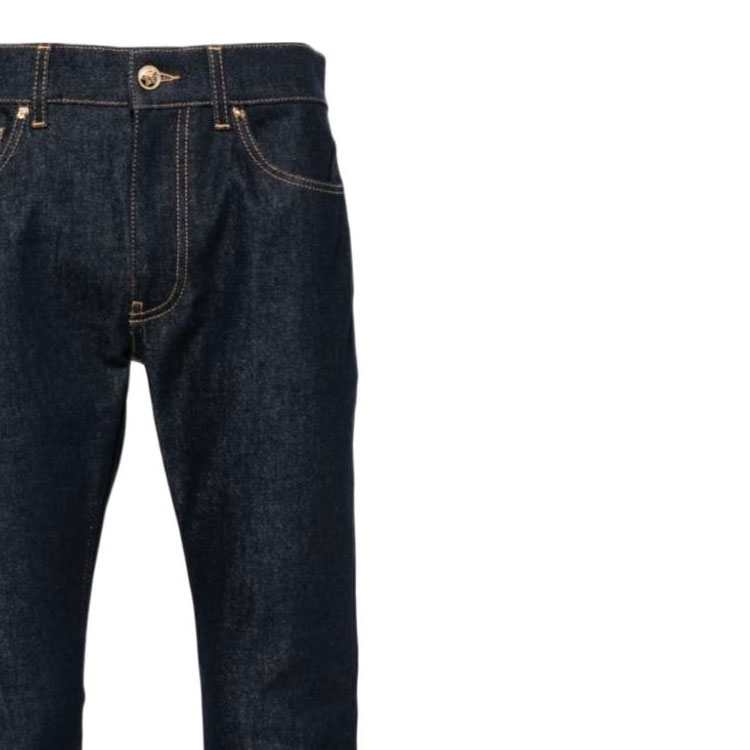 VERSACE  Solid Straight Zipper Jeans - Dark Blue 1011693-1A11927-1D100 圖 6
