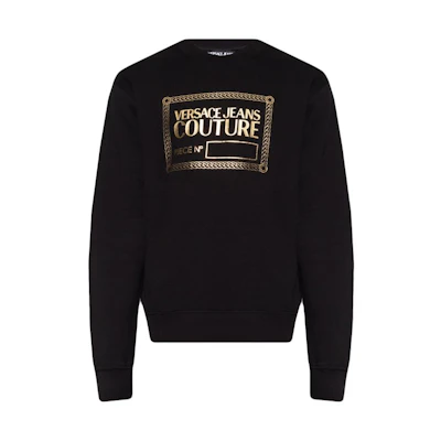 VERSACE SS23 Black Printed Crewneck Long Sleeve Sweatshirt 73GAIT11-CF00O-G89