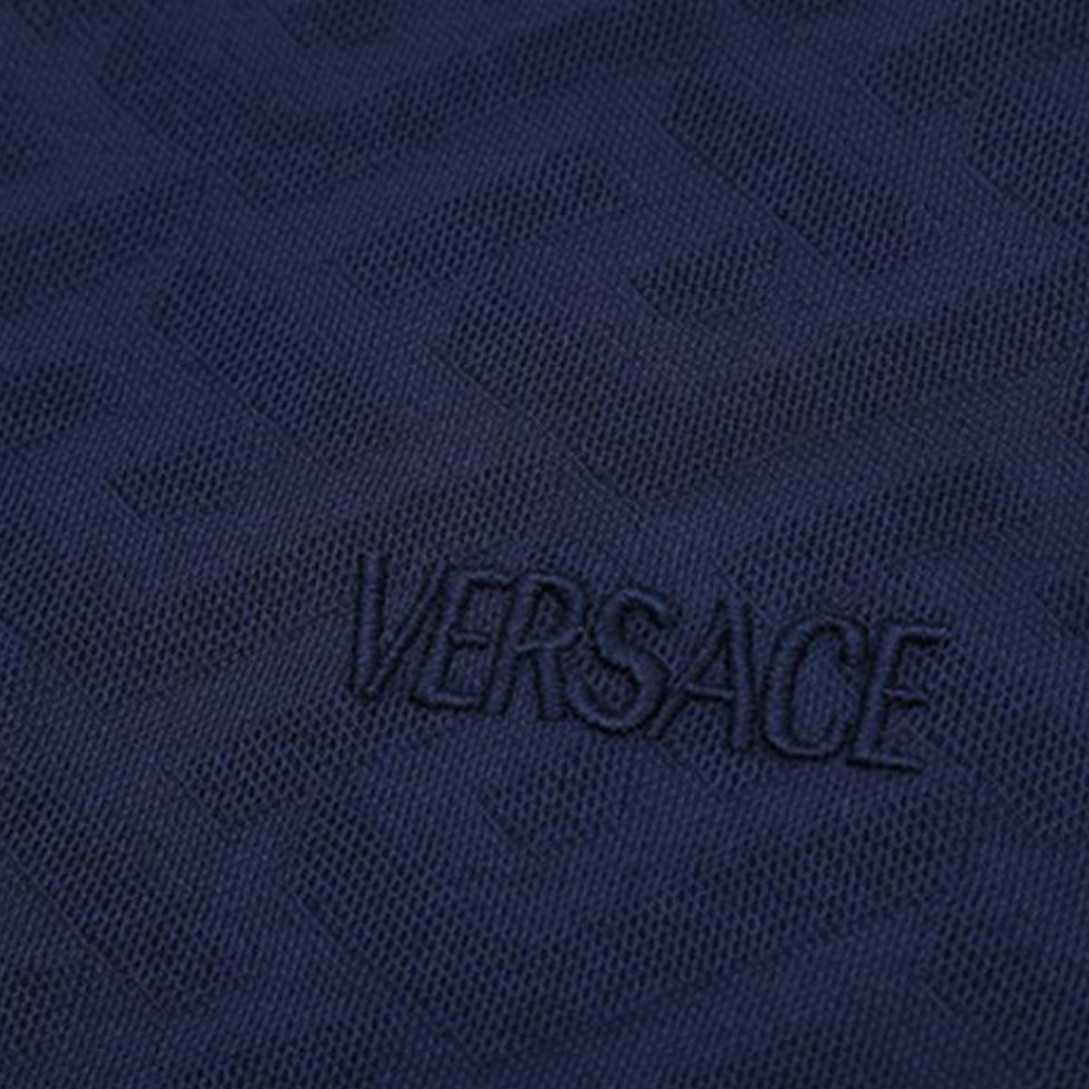 Versace  SS23 Embossed Geometric Pattern Polo Shirt Dark Blue. 1008500-1A06077-1UE40 圖 7