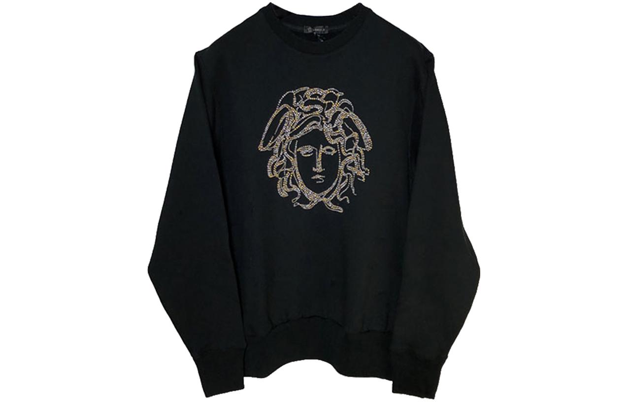 VERSACE  SS23 Medusa Beaded Pullover Sweatshirt Black A78001-A219529-A008