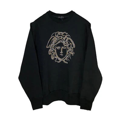 VERSACE SS23 Medusa Beaded Pullover Sweatshirt Black A78001-A219529-A008