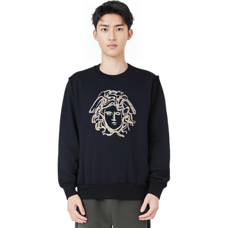 Cheap 范思哲 SS23 美杜莎串珠黑色套头卫衣 A78001-A219529-A008