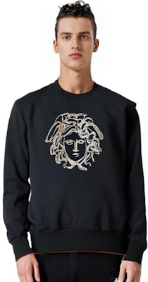 范思哲 SS23 美杜莎串珠黑色套头卫衣 A78001-A219529-A008 1