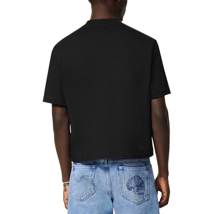 Purchase VERSACE SS24 黑色刺繡Logo圓領短袖T恤。 1015738-1A11054-1B000