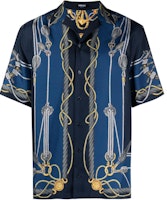 VERSACE SS24 Nautical Print Short-Sleeve Cuban Collar Shirt Blue 1003926-1A09762-5U170 VERSACE SS24 Nautical Print Short-Sleeve Cuban Collar Shirt Blue 1003926-1A09762-5U170