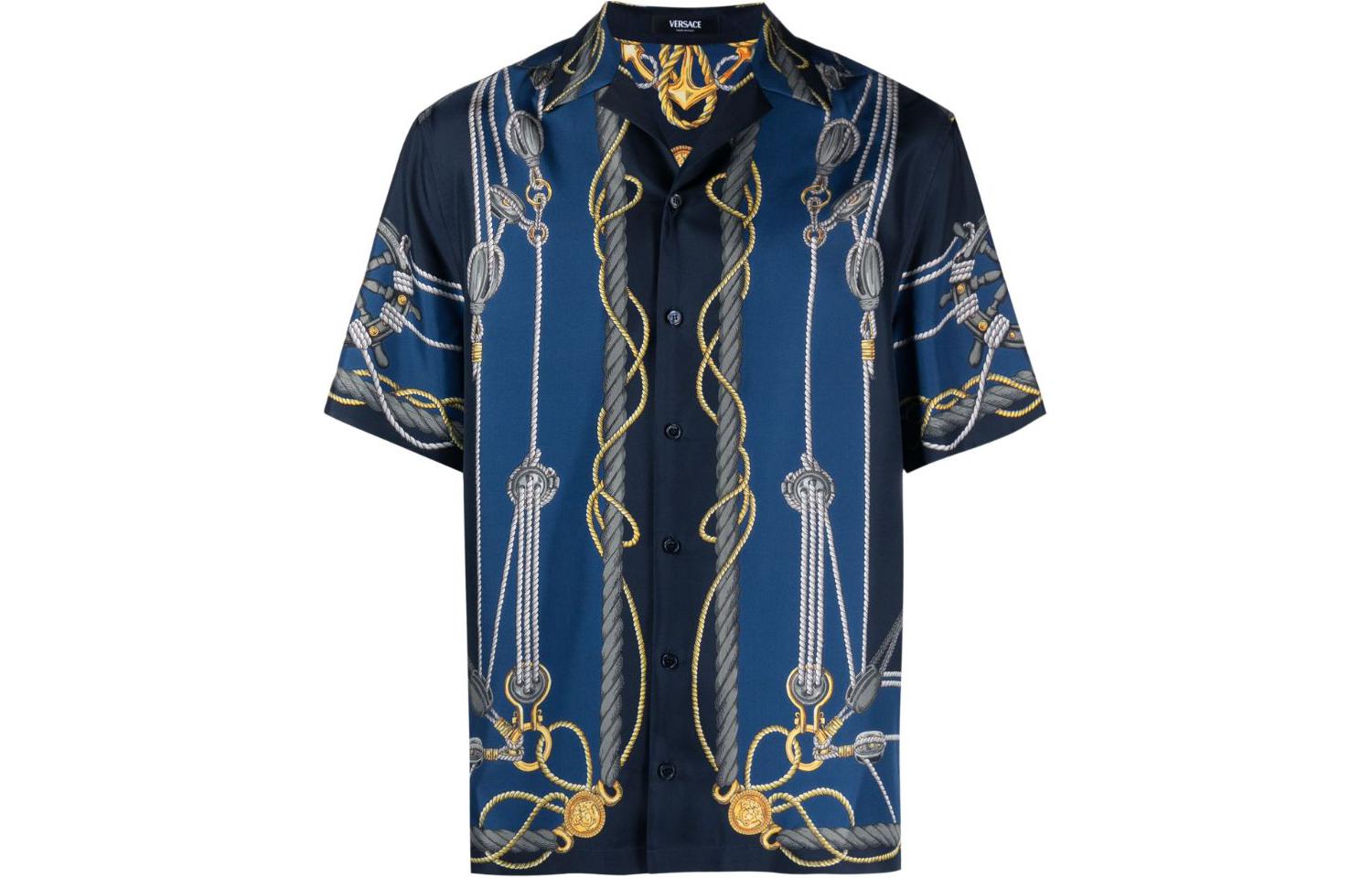 Order VERSACE SS24 海軍風印花短袖古巴領襯衫 藍色 1003926-1A09762-5U170