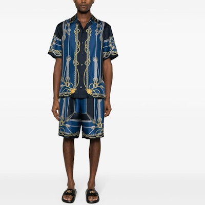 VERSACE SS24 海軍風印花短袖古巴領襯衫 藍色 1003926-1A09762-5U170 Lookbook VERSACE SS24 海軍風印花短袖古巴領襯衫 藍色 1003926-1A09762-5U170