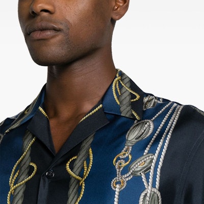 VERSACE SS24 海軍風印花短袖古巴領襯衫 藍色 1003926-1A09762-5U170 Details for VERSACE SS24 海軍風印花短袖古巴領襯衫 藍色 1003926-1A09762-5U170