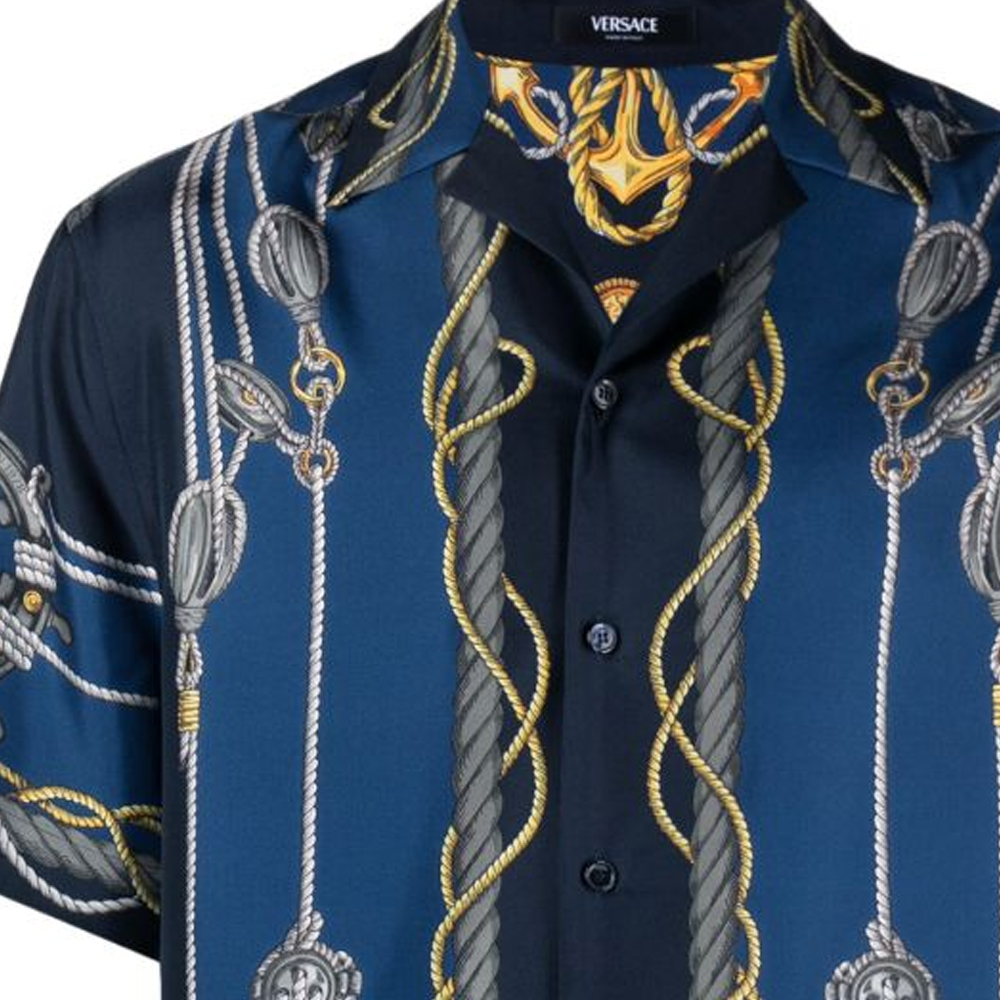 Sizing VERSACE SS24 海軍風印花短袖古巴領襯衫 藍色 1003926-1A09762-5U170