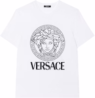 Versace SS24 White Crewneck T-Shirt with Letter and Graphic Print. 1011861-A230901-2W020 Versace SS24 White Crewneck T-Shirt with Letter and Graphic Print. 1011861-A230901-2W020