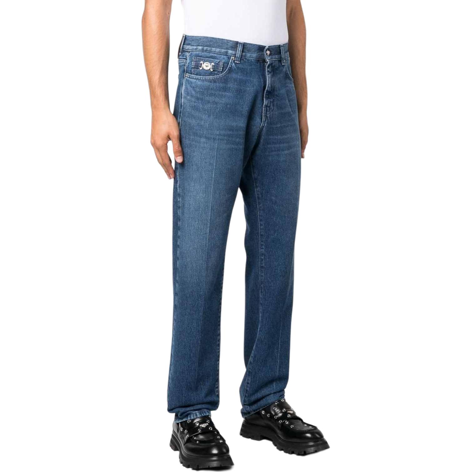 Versace  Straight-Leg Blue Denim Jeans with Mid-Rise and Zip Closure. 1010816-1A07987-1D520 圖 6