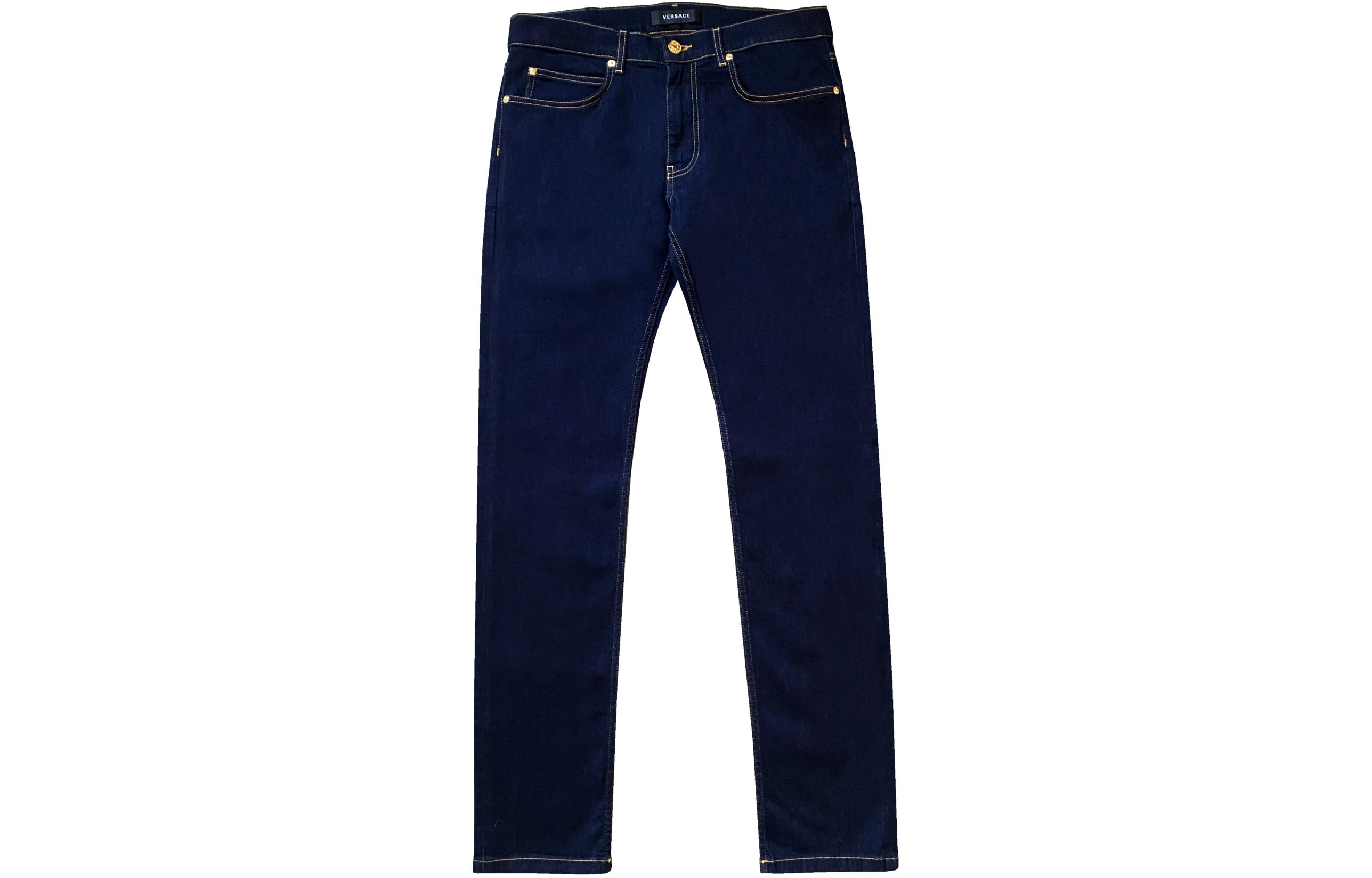 Order VERSACE  Straight-Leg Mid-Rise Embroidered Logo Jeans Deep Blue 1011841-A232560-1D060