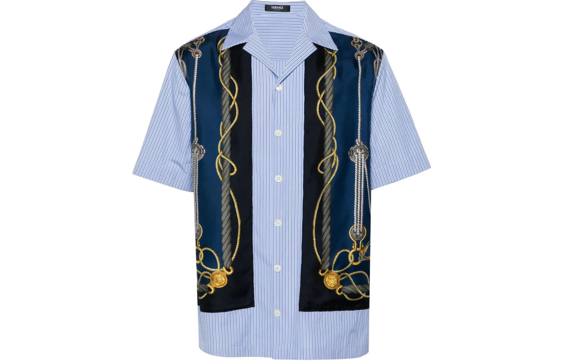 VERSACE  Striped Print Cuban Collar Short-Sleeve Shirt Blue - SS24 Collection. 1013292-1A09760-5U170 圖 2