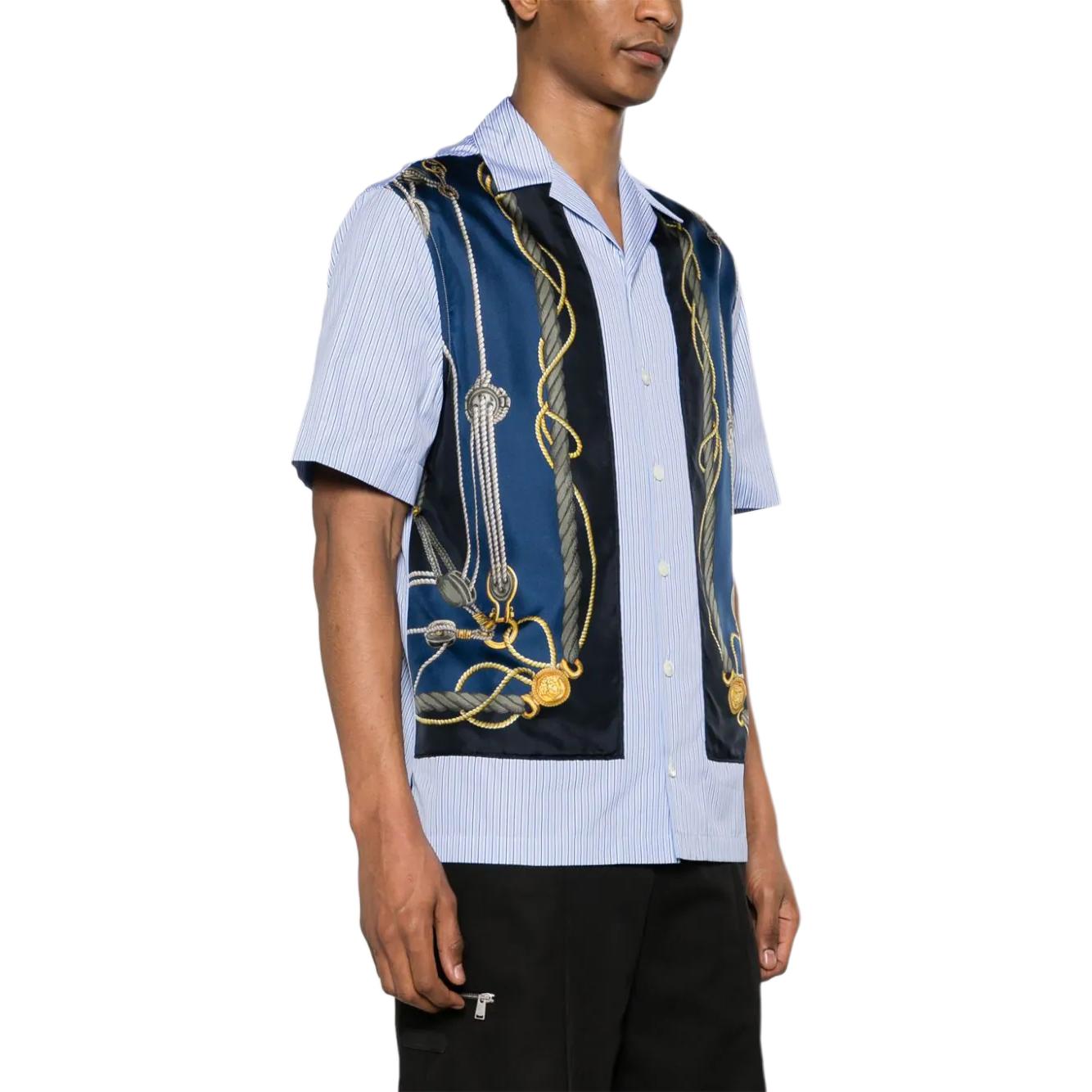 VERSACE  Striped Print Cuban Collar Short-Sleeve Shirt Blue - SS24 Collection. 1013292-1A09760-5U170 圖 5