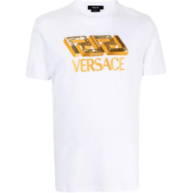 VERSACE  White Alphabet Print Short Sleeve T-Shirt 1002460-1A01793-1W000