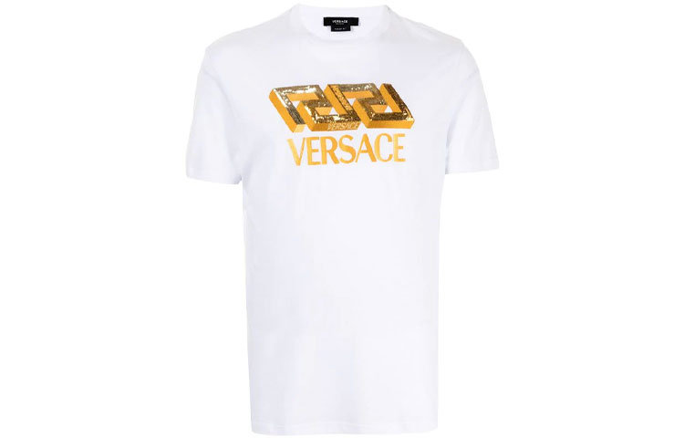 VERSACE  White Alphabet Print Short Sleeve T-Shirt 1002460-1A01793-1W000 圖 2