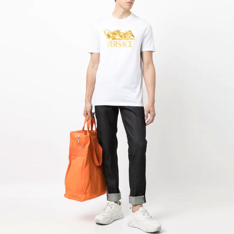 VERSACE  White Alphabet Print Short Sleeve T-Shirt 1002460-1A01793-1W000 圖 3