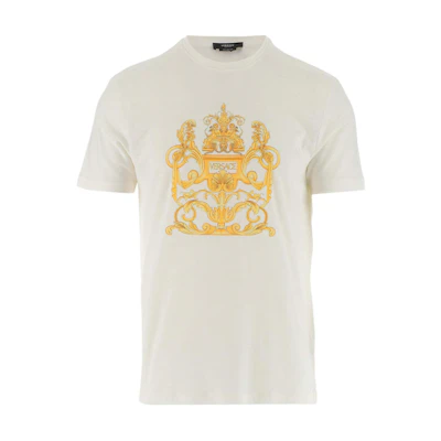 VERSACE White Cotton Graphic Print Crewneck T-Shirt 1006430-1A04137-1W010