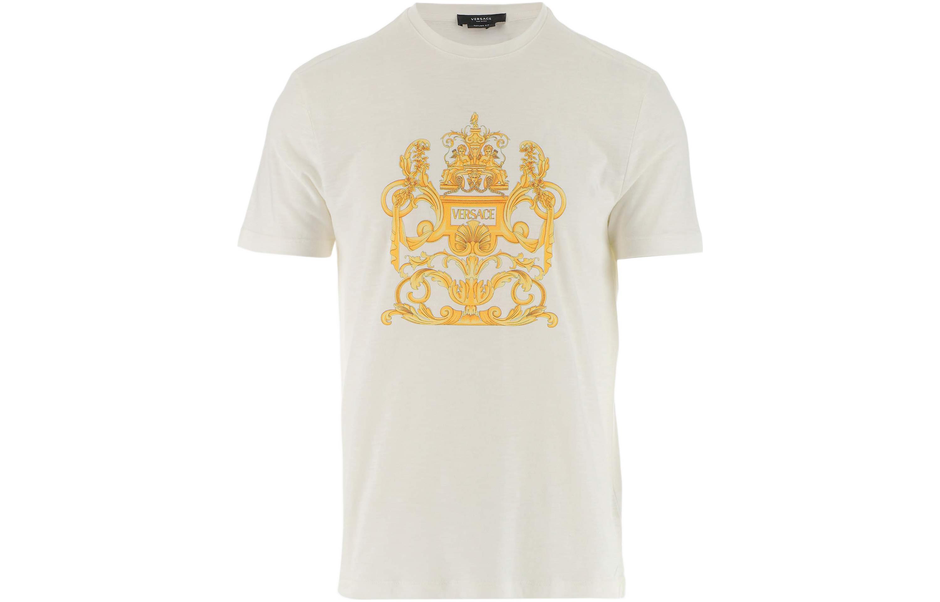Order VERSACE  White Cotton Graphic Print Crewneck T-Shirt 1006430-1A04137-1W010