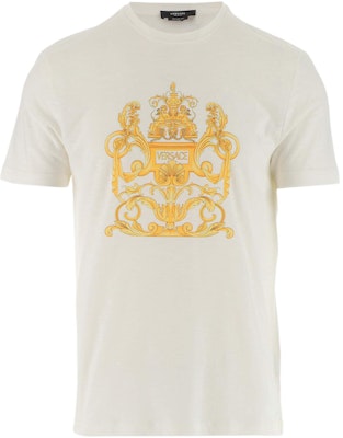 VERSACE White Cotton Graphic Print Crewneck T-Shirt 1006430-1A04137-1W010 Order VERSACE White Cotton Graphic Print Crewneck T-Shirt 1006430-1A04137-1W010