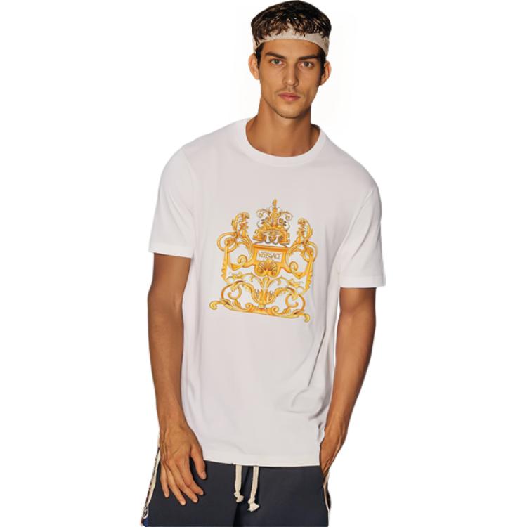 Purchase VERSACE  White Cotton Graphic Print Crewneck T-Shirt 1006430-1A04137-1W010