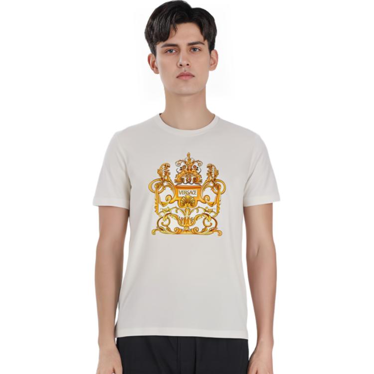 Details for VERSACE  White Cotton Graphic Print Crewneck T-Shirt 1006430-1A04137-1W010